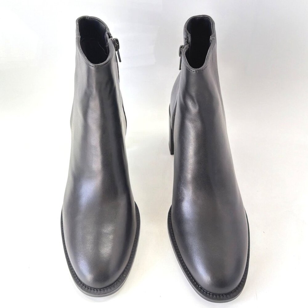 Steve Madden Jozie Ankle Boots Black Leather Block Heel Booties Women Size 8